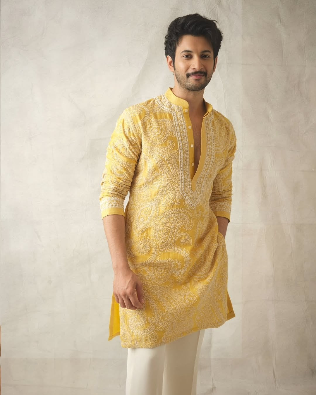 Yellow kurta With Embroidery work