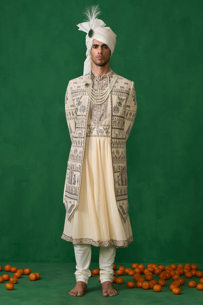 PICHWAI GOLD SHERWANI SET