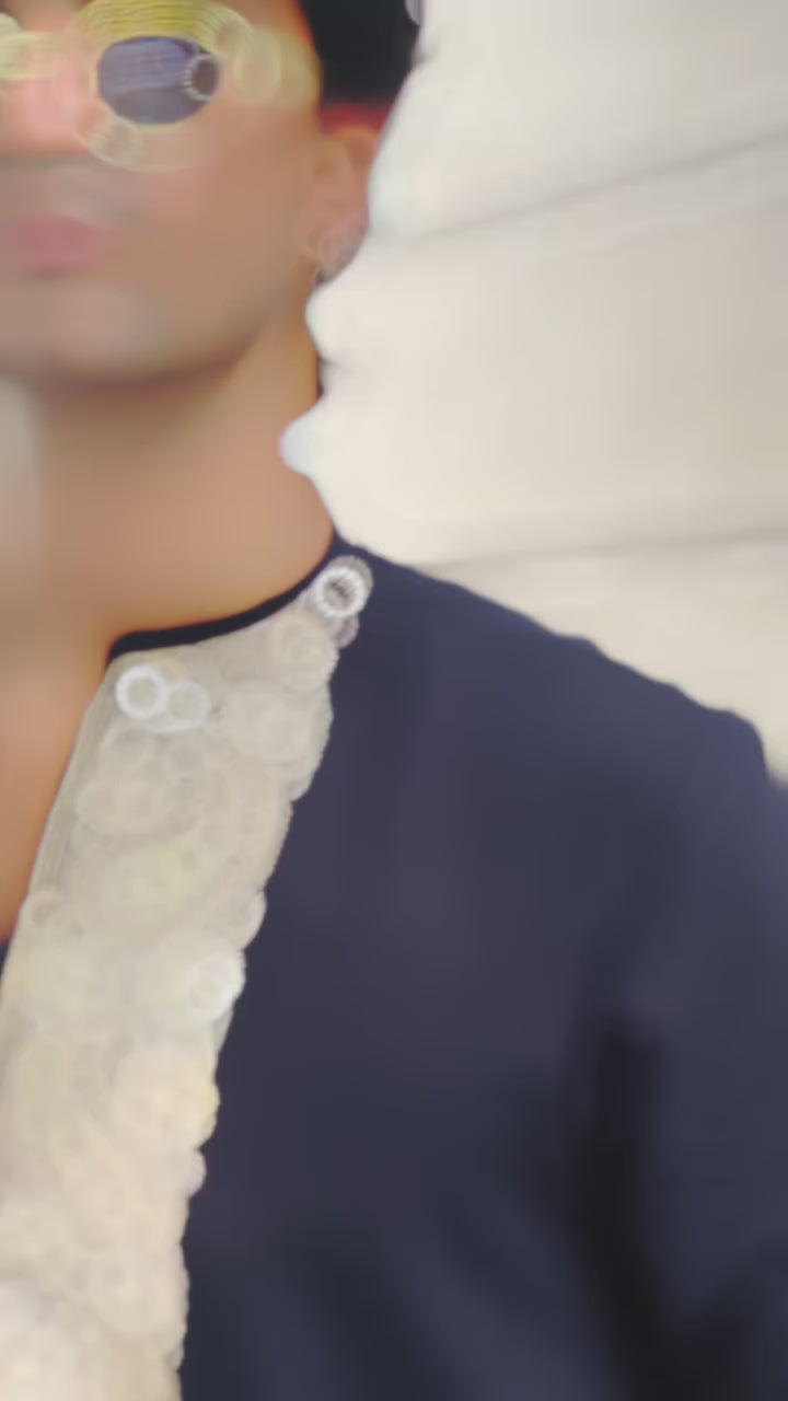 MIDNIGHT  BLUE 💙KURTA SET WITH SEQUENCE EMBROIDERY