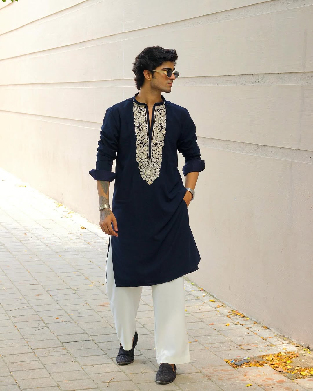 MIDNIGHT  BLUE 💙KURTA SET WITH SEQUENCE EMBROIDERY