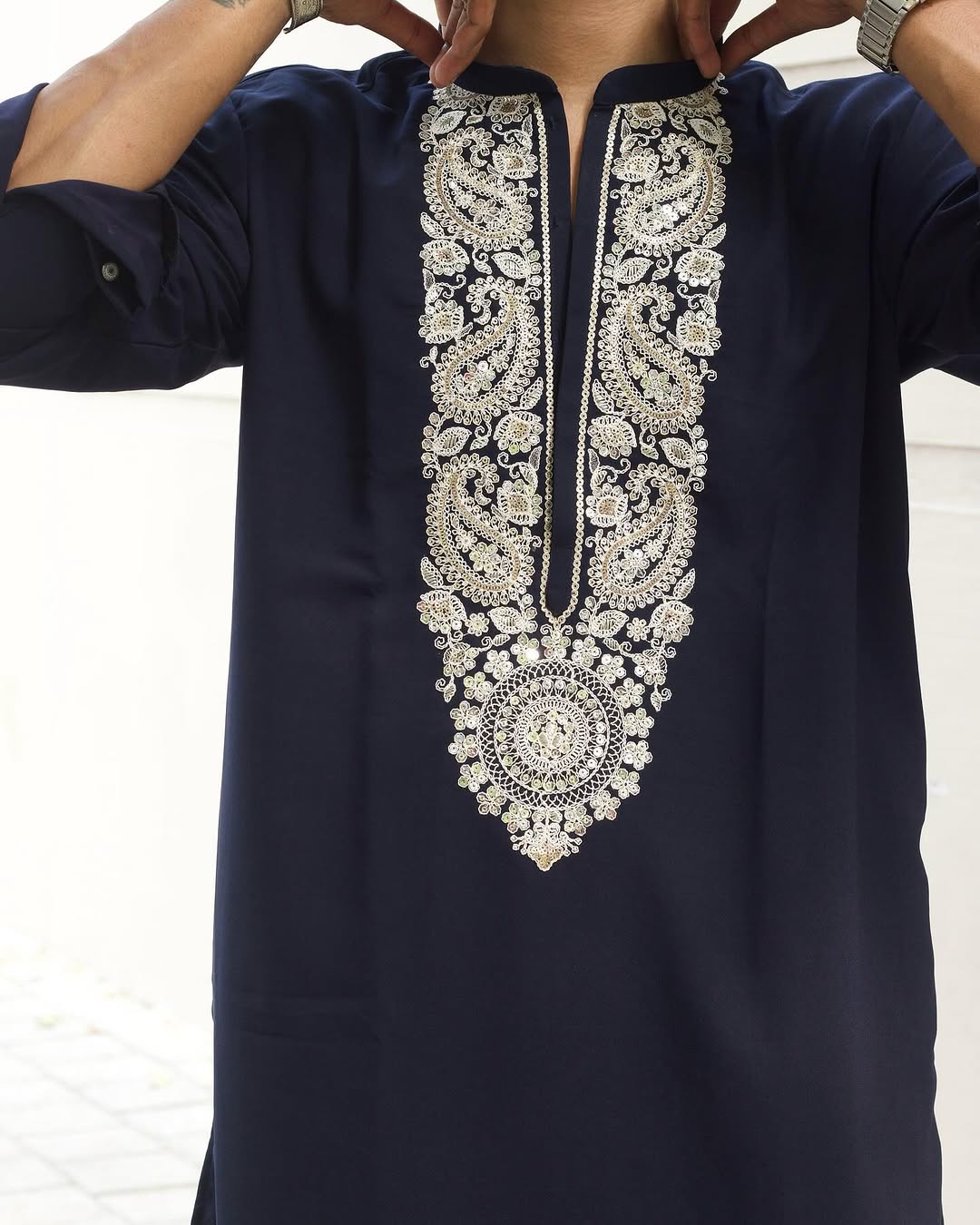MIDNIGHT  BLUE 💙KURTA SET WITH SEQUENCE EMBROIDERY