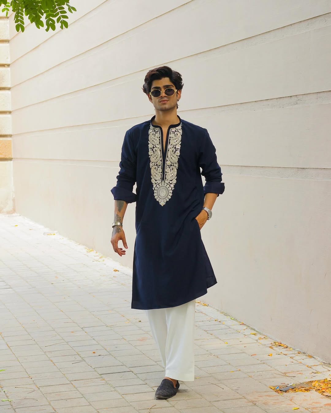 MIDNIGHT  BLUE 💙KURTA SET WITH SEQUENCE EMBROIDERY