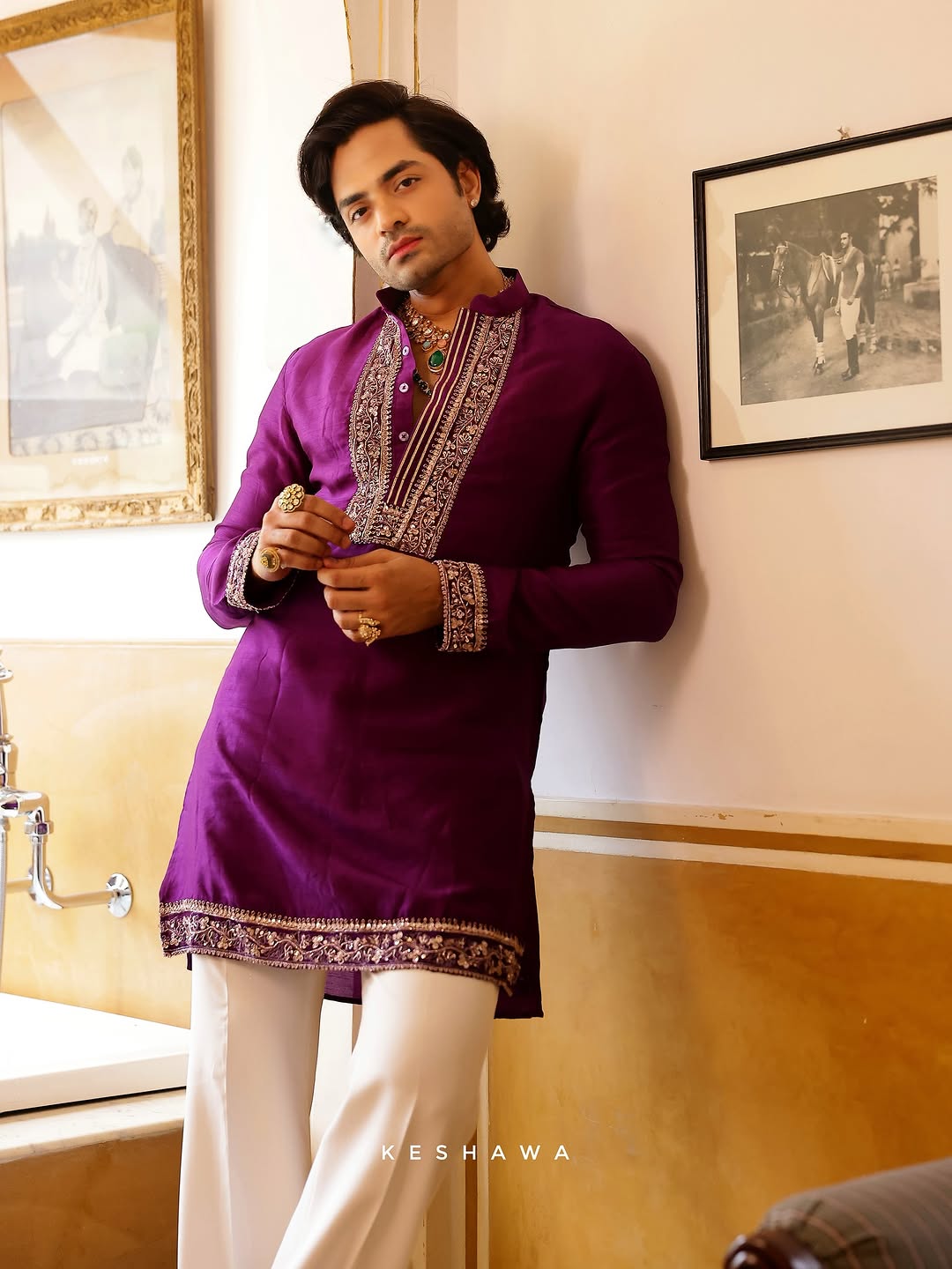 Purple kurta Pajama With Embroidery work