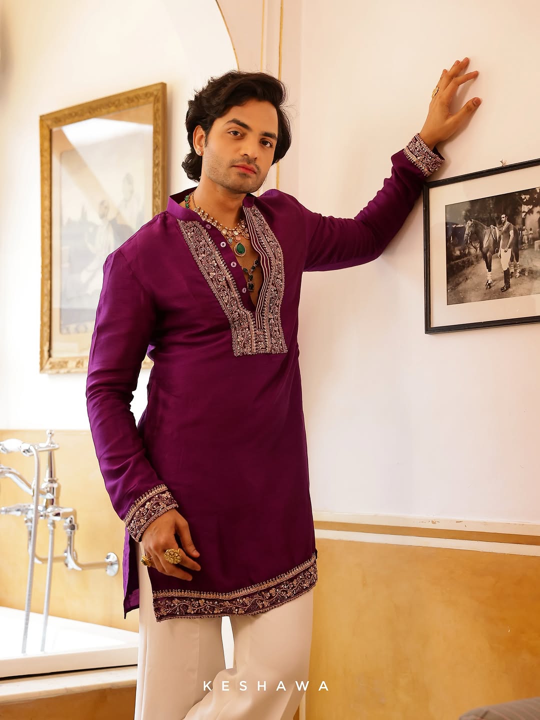Purple kurta Pajama With Embroidery work
